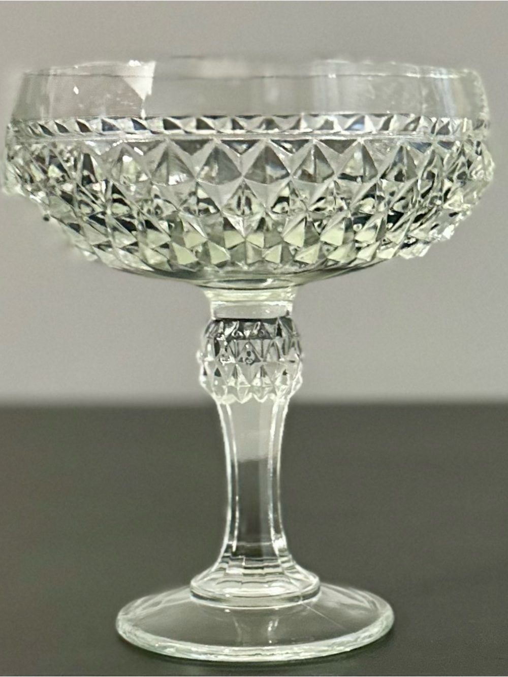 Indiana Glass Clear Cut Crystal Compote / Dessert Coupe